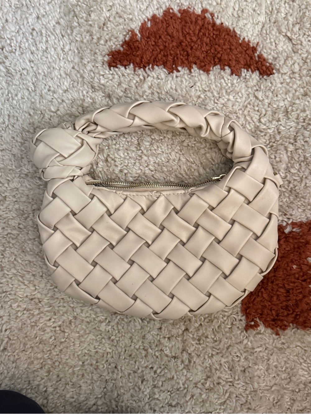 Woven Knot Top-Handle Women's Bag in Cream
